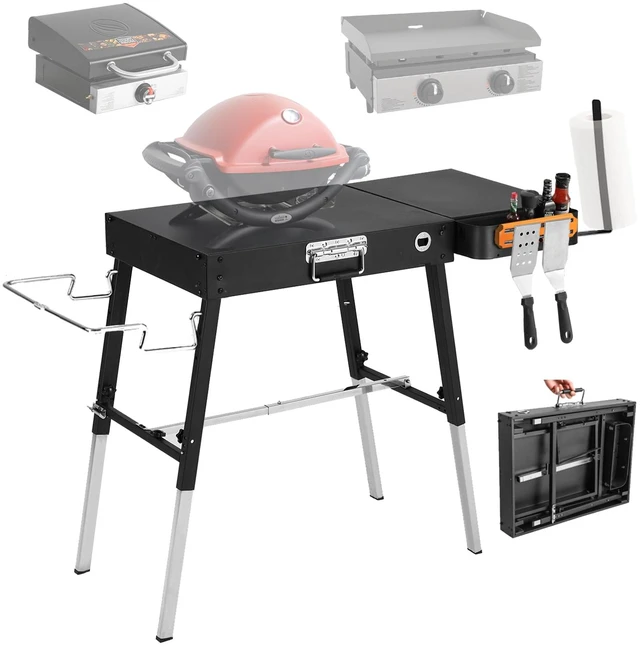 Main image of Outdoor Portable Grill Table, Blackstone Griddle Stand, Folding BBQ Table | Fits 17" Or 22" Blackstone Griddle, Ninja Grill Stand: with Trash Holder, Perfect Accessories for Outdoor Cooking Camping