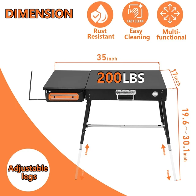 Alt view image 5 of 7 - Outdoor Portable Grill Table, Blackstone Griddle Stand, Folding BBQ Table | Fits 17" Or 22" Blackstone Griddle, Ninja Grill Stand: with Trash Holder, Perfect Accessories for Outdoor Cooking Camping
