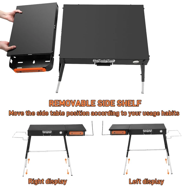 Alt view image 6 of 7 - Outdoor Portable Grill Table, Blackstone Griddle Stand, Folding BBQ Table | Fits 17" Or 22" Blackstone Griddle, Ninja Grill Stand: with Trash Holder, Perfect Accessories for Outdoor Cooking Camping