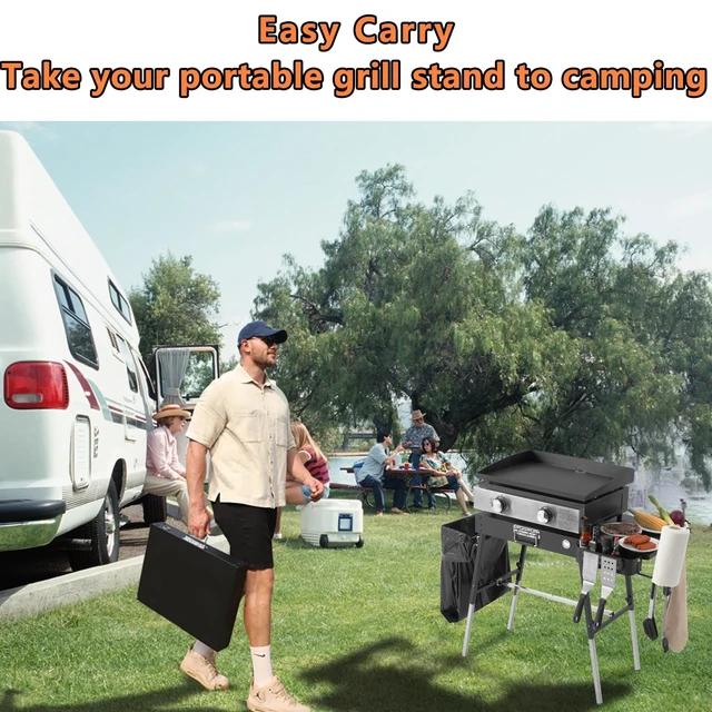 Alt view image 7 of 7 - Outdoor Portable Grill Table, Blackstone Griddle Stand, Folding BBQ Table | Fits 17" Or 22" Blackstone Griddle, Ninja Grill Stand: with Trash Holder, Perfect Accessories for Outdoor Cooking Camping