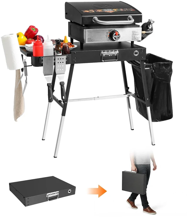 Main image of Outdoor Folding Grill Table, Adjustable Blackstone Griddle Stand | Fit 17 22 Blackstone & Ninja Grills, Portable Camping Table for Outdoor BBQ & Tailgating