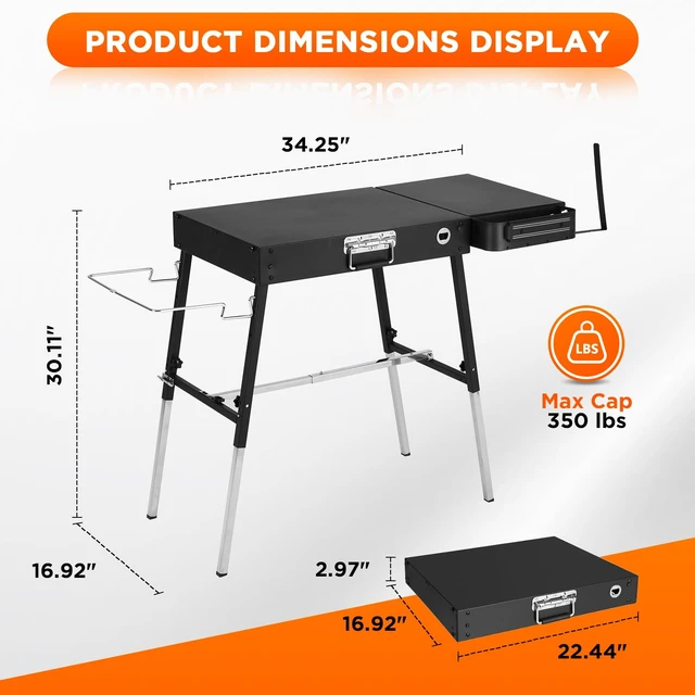 Alt view image 2 of 7 - Outdoor Folding Grill Table, Adjustable Blackstone Griddle Stand | Fit 17 22 Blackstone & Ninja Grills, Portable Camping Table for Outdoor BBQ & Tailgating