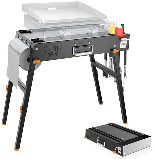 Main image of Folding Grill Table & Blackstone Griddle Stand, 17/22 Inch | Portable outdoor grill table, Blackstone stand for 22 griddle and 17 in, rust-resistant stainless steel, folds flat
