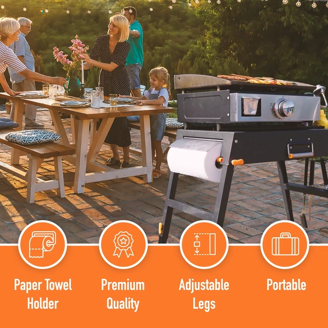 Alt view image 3 of 7 - Folding Grill Table & Blackstone Griddle Stand, 17/22 Inch | Portable outdoor grill table, Blackstone stand for 22 griddle and 17 in, rust-resistant stainless steel, folds flat