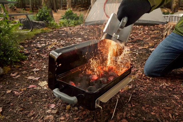 Alt view image 2 of 7 - ® GoAnywhere Portable Charcoal Grill | Lightweight Portable BBQ Grill for Camping, Tailgating & Outdoor Cooking with 2Piece Cooking Grate & Precise Airflow Dampers