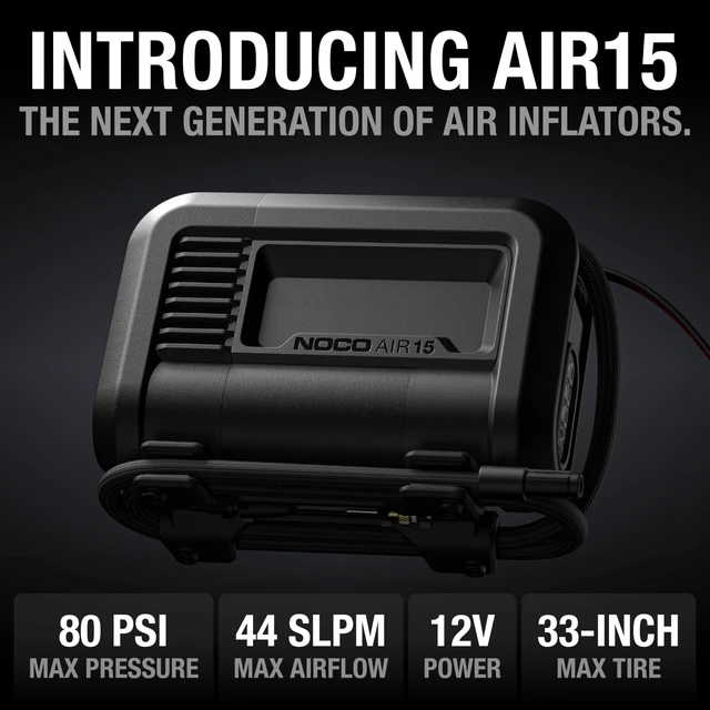 Alt view image 2 of 7 - AIR15 44 LPM 12V Portable Tire Inflator & Air Compressor | Inflates 0-40 PSI in 2.9 Minutes, 80 PSI, Digital Gauge & Auto-Shutoff, Plugs into 12V Socket, Tires up to 33 Inches