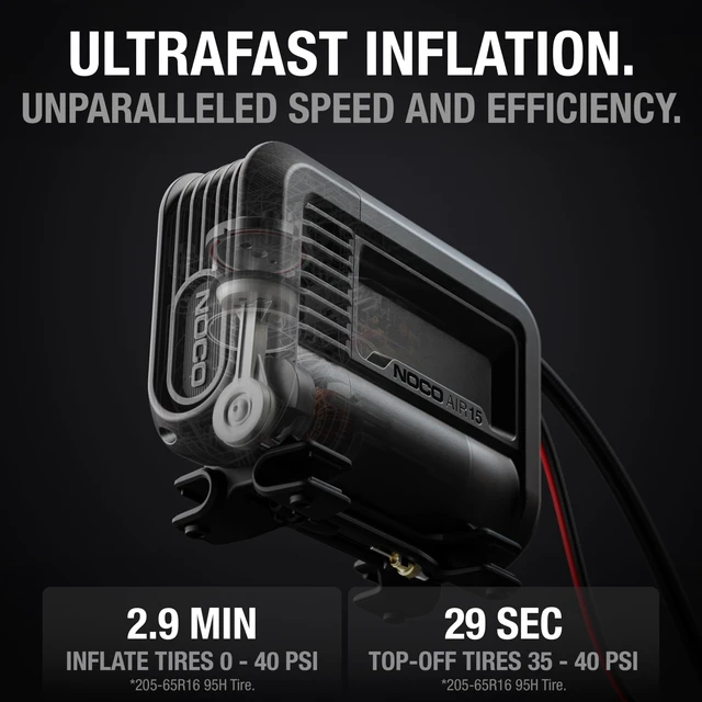 Alt view image 3 of 7 - AIR15 44 LPM 12V Portable Tire Inflator & Air Compressor | Inflates 0-40 PSI in 2.9 Minutes, 80 PSI, Digital Gauge & Auto-Shutoff, Plugs into 12V Socket, Tires up to 33 Inches
