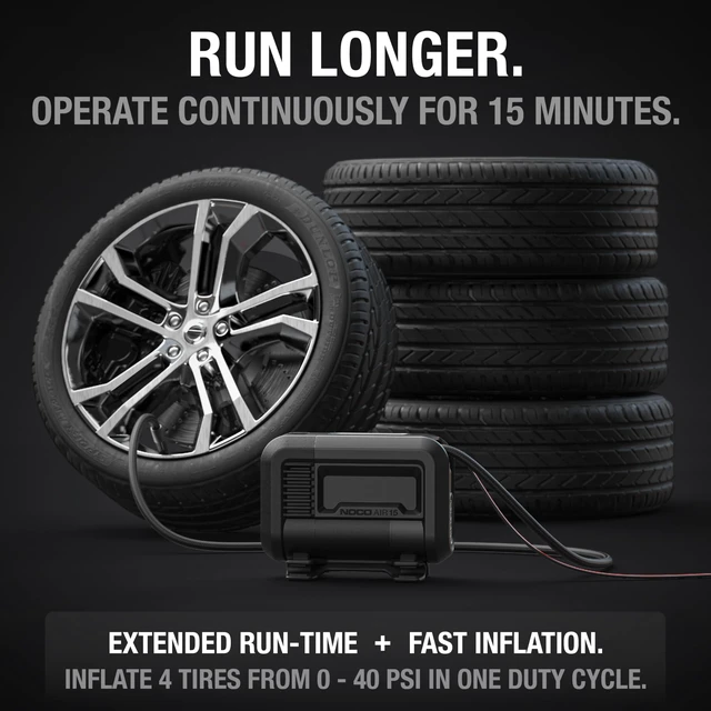 Alt view image 4 of 7 - AIR15 44 LPM 12V Portable Tire Inflator & Air Compressor | Inflates 0-40 PSI in 2.9 Minutes, 80 PSI, Digital Gauge & Auto-Shutoff, Plugs into 12V Socket, Tires up to 33 Inches