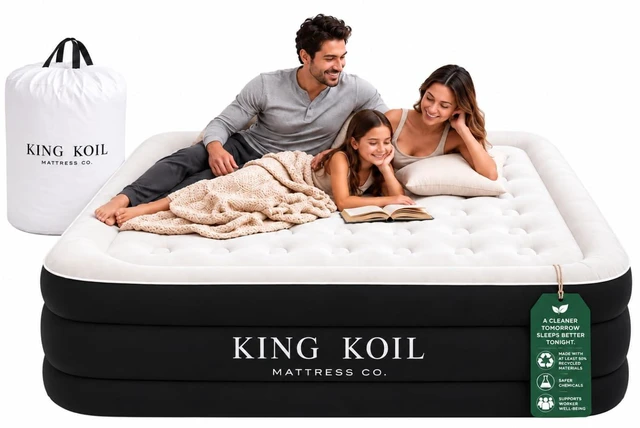 Main image of Air Mattress Queen with Built-in Pump, Raised Inflatable Bed | Premium blow up mattress for home & guests Inflates in 2 minutes 650 lb capacity Patented high-speed pump