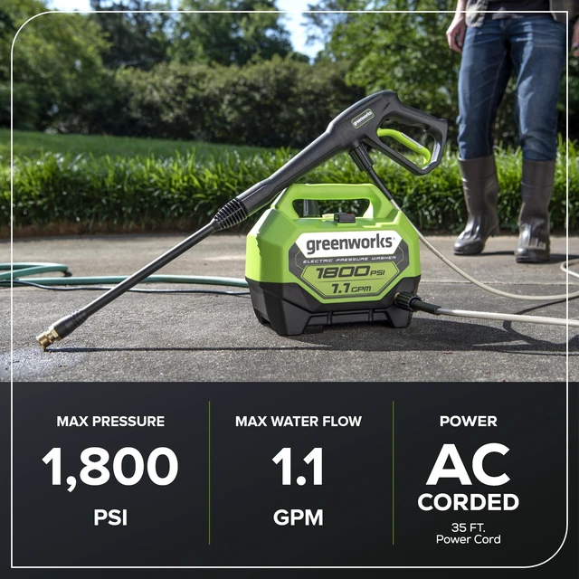 Alt view image 3 of 7 - 1800 PSI (1.1 GPM) Electric Pressure Washer PWMA Certified