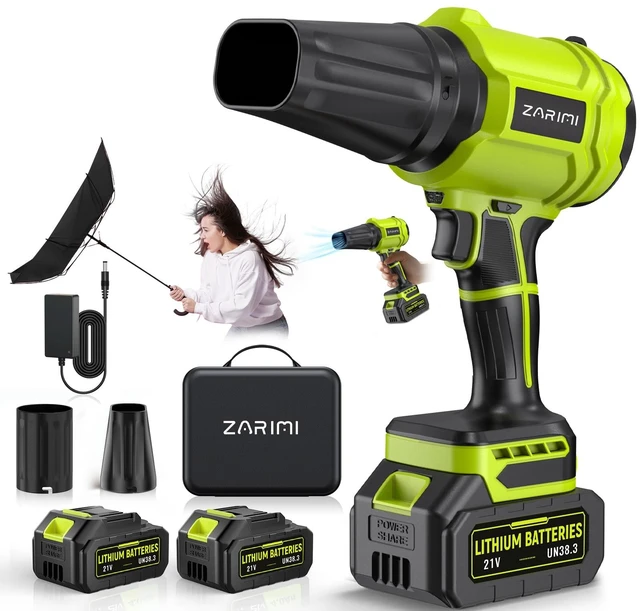 Main image of Cordless Leaf Blower, 980,000 RPM Handheld Leaf Blower with 2 Batteries & Charger, Lightweight Leaf Blowers for Patio, Lawn, Leaves, Dust - Bright Green