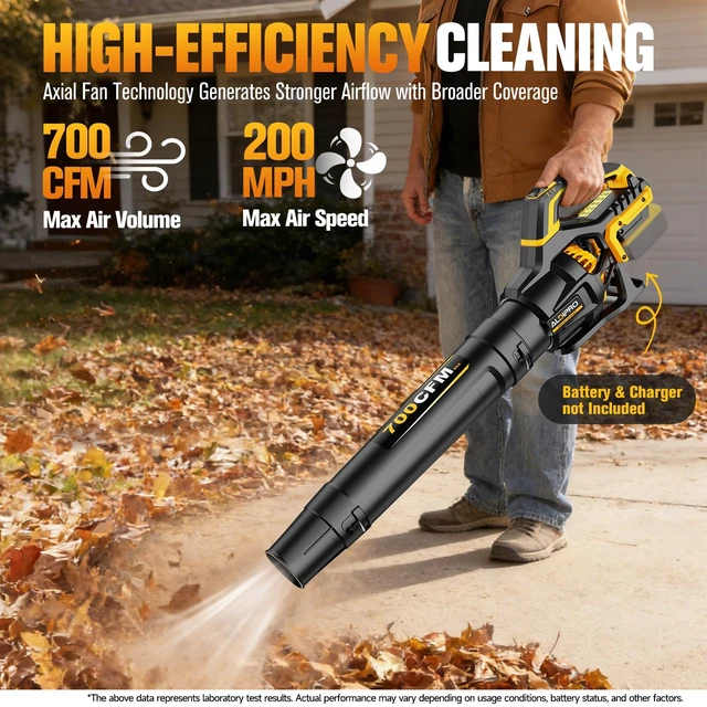 Alt view image 2 of 7 - 700 CFM Leaf Blower Compatible with DeWalt 20V Max Battery (Bare Tool) | 200 MPH Heavy-Duty Cordless Blower with 2-Speed Sliding Switch, Copper Motor for Lawn Care, Yard Debris & Winter Snow