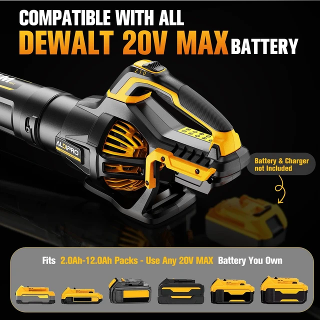 Alt view image 3 of 7 - 700 CFM Leaf Blower Compatible with DeWalt 20V Max Battery (Bare Tool) | 200 MPH Heavy-Duty Cordless Blower with 2-Speed Sliding Switch, Copper Motor for Lawn Care, Yard Debris & Winter Snow