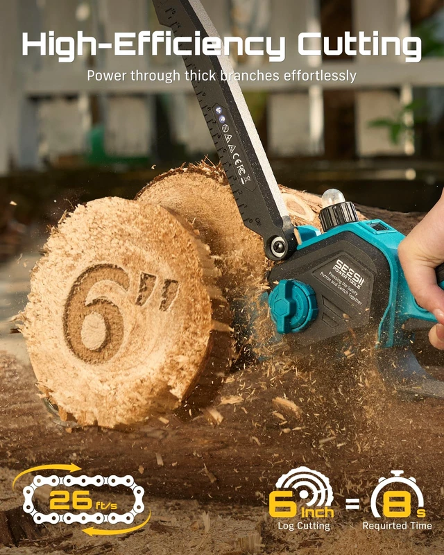 Alt view image 6 of 7 - 2-in-1 Electric Pole Saws for Tree Trimming, Brushless Motor | 2 x 4000mAh Batteries,Hand Held Mini Chainsaw Cordless 6 Inch with Extension Pole for Tree Limb Branch Cutter
