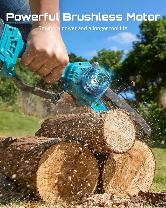 Alt view image 5 of 7 - 2-in-1 Electric Pole Saws for Tree Trimming, Brushless Motor | 2 x 4000mAh Batteries,Hand Held Mini Chainsaw Cordless 6 Inch with Extension Pole for Tree Limb Branch Cutter