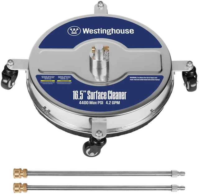 Main image of Universal 16.5 Pressure Washer Surface Cleaner Attachment - Stainless Steel - 4400 Max PSI, 1/4 Connector - for Gas and Electric Pressure Washers