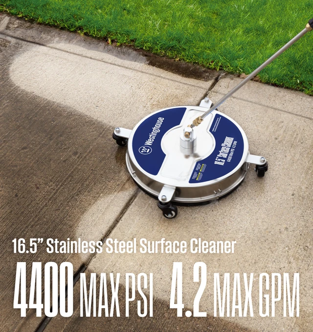Alt view image 5 of 7 - Universal 16.5 Pressure Washer Surface Cleaner Attachment - Stainless Steel - 4400 Max PSI, 1/4 Connector - for Gas and Electric Pressure Washers