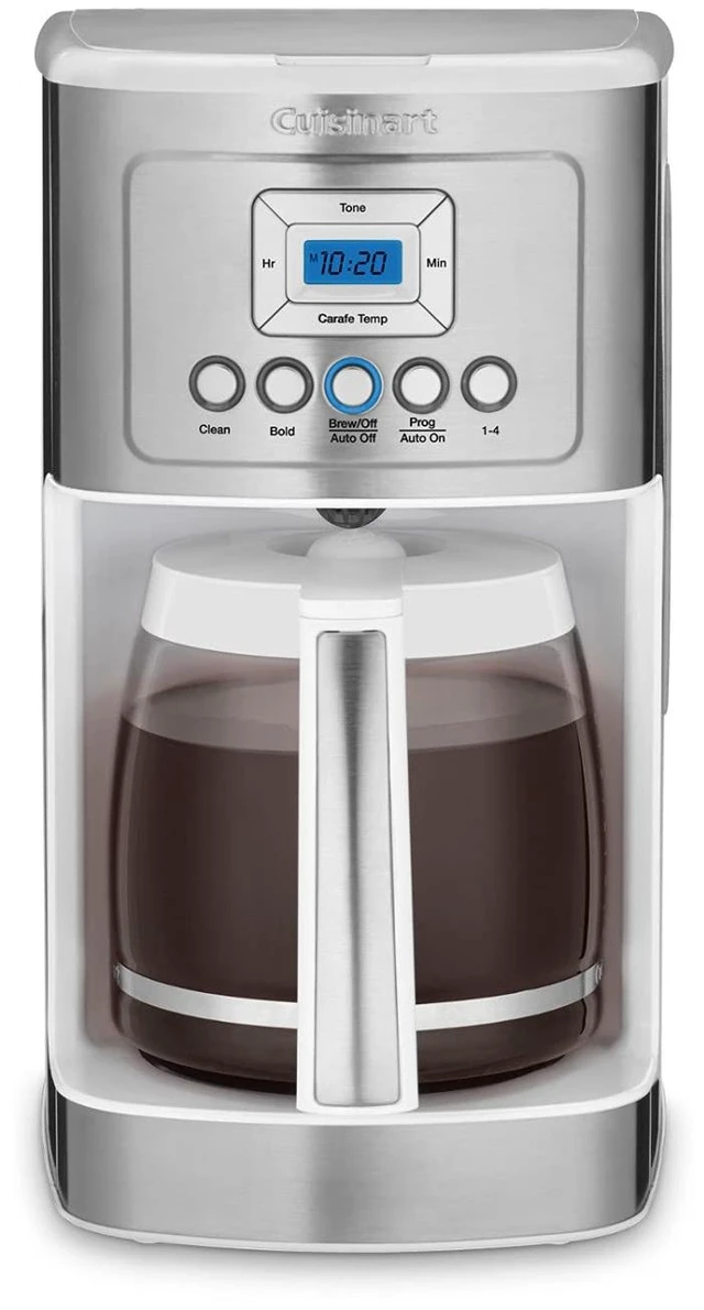 Main image of 14-Cup Coffee Maker, Programmable PerfecTemp Glass Carafe Coffee Machine with 1-4 Cup Setting, Brew Strength Control and Brew Pause, Stainless Steel, DCC-3200WNAS, White