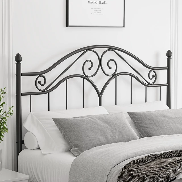 Alt view image 2 of 7 - Headboard for Full Size Bed Frame Vintage Platform Bed Metal Headboard Only | Height Adjustable,Sturdy and Stable,Easy Assembly,Black