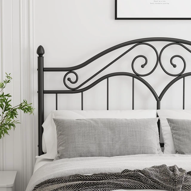 Alt view image 3 of 7 - Headboard for Full Size Bed Frame Vintage Platform Bed Metal Headboard Only | Height Adjustable,Sturdy and Stable,Easy Assembly,Black