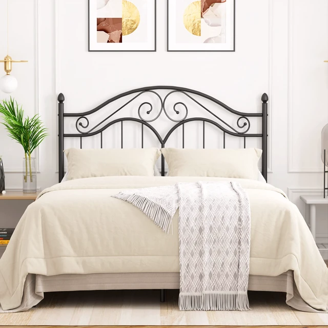 Alt view image 4 of 7 - Headboard for Full Size Bed Frame Vintage Platform Bed Metal Headboard Only | Height Adjustable,Sturdy and Stable,Easy Assembly,Black