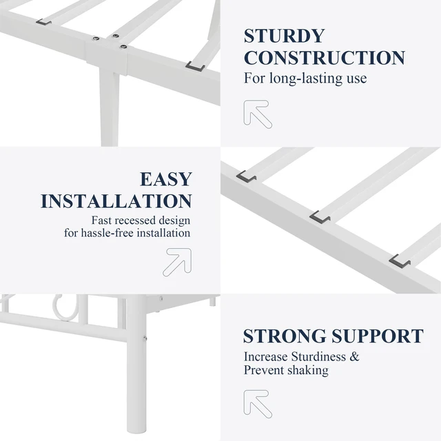Alt view image 4 of 7 - Metal Twin Platform Bed Frame, Butterfly Pattern Design, White | Wrought Iron-Art Headboard & Footboard, Under Bed Storage, No Box Spring Needed, Easy Assembly