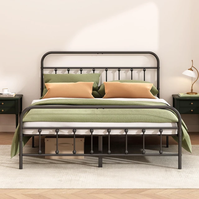 Main image of Metal Bed Frame King Size,Easy to Assemble,Black | Structurally Stable, Heavy Duty Steel Slat Supported, No Box Spring Needed, Easy Removal and Transport