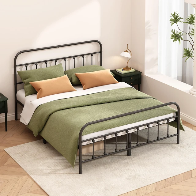Alt view image 2 of 7 - Metal Bed Frame King Size,Easy to Assemble,Black | Structurally Stable, Heavy Duty Steel Slat Supported, No Box Spring Needed, Easy Removal and Transport
