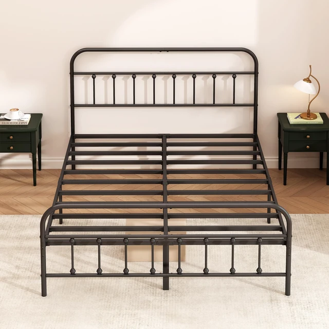 Alt view image 4 of 7 - Metal Bed Frame King Size,Easy to Assemble,Black | Structurally Stable, Heavy Duty Steel Slat Supported, No Box Spring Needed, Easy Removal and Transport