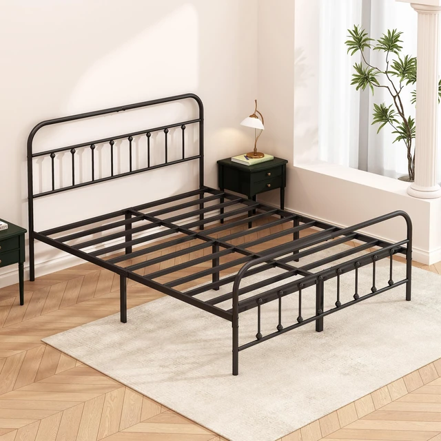 Alt view image 5 of 7 - Metal Bed Frame King Size,Easy to Assemble,Black | Structurally Stable, Heavy Duty Steel Slat Supported, No Box Spring Needed, Easy Removal and Transport