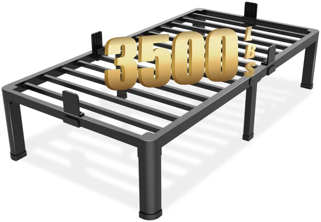 Main image of 14 inch Twin XL Bed Frame with Round Corner Legs Mattress Slide Stopper,3500 lbs Heavy Duty Metal Platform,No Box Spring Needed,Easy Assembly,Noise Free