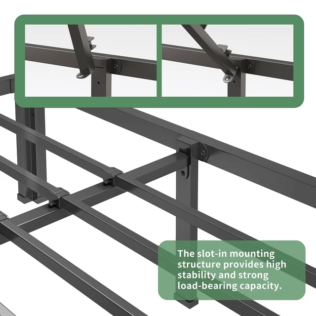 Alt view image 7 of 7 - 14 Inch Queen Size Metal Platform Bed Frame with Round Corner Legs | Noise Free, Easy Assembly, Heavy Duty 3500LBS Load Capacity, No Box Spring Needed, 4 Mattress Stoppers, Under-Bed Storage