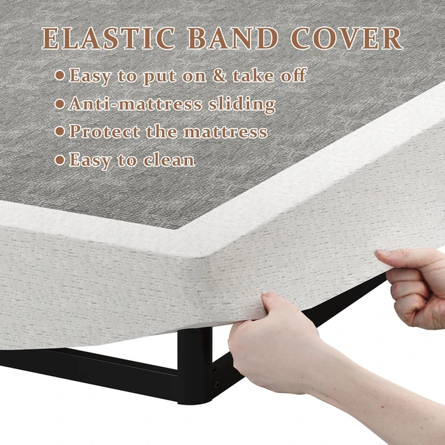 Alt view image 3 of 7 - 7 Inch Queen Box Spring - Metal Frame Mattress Foundation Memory Foam Basics Bed Base Heavy Duty Box Springs No Noise, 3000lbs Max Weight Capacity