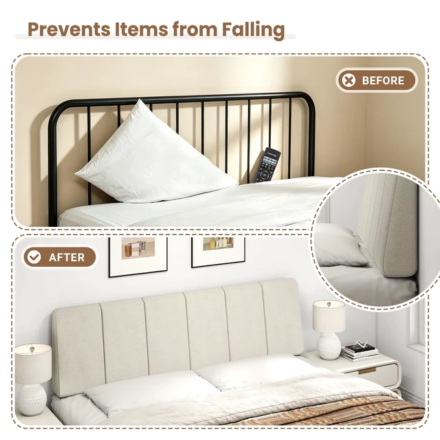 Alt view image 5 of 7 - Queen Size Headboard Only-No Assembly Required, Beige | Easy to use no assembly required, Linen fabric and extra-thick foam for added comfort, Modern style headboard queen size