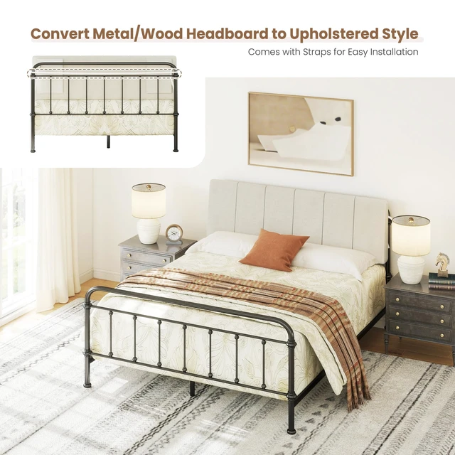 Alt view image 4 of 7 - Queen Size Headboard Only-No Assembly Required, Beige | Easy to use no assembly required, Linen fabric and extra-thick foam for added comfort, Modern style headboard queen size