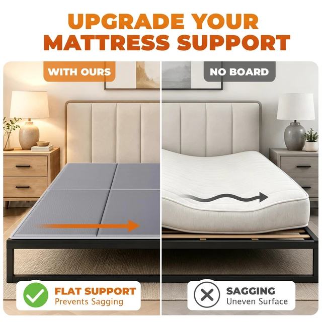 Alt view image 2 of 7 - Heavy Duty Bunkie Board Queen Size 60'' x 80'', Anti-Slip Bed Slat | Noise Reducing, Breathable Bed Support Board to Prevent Sagging Mattress, Fits Metal Frames, Slatted Frames, and Sofa Beds