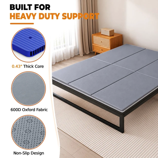 Alt view image 4 of 7 - Heavy Duty Bunkie Board Queen Size 60'' x 80'', Anti-Slip Bed Slat | Noise Reducing, Breathable Bed Support Board to Prevent Sagging Mattress, Fits Metal Frames, Slatted Frames, and Sofa Beds