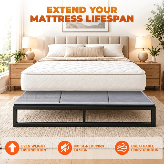 Alt view image 5 of 7 - Heavy Duty Bunkie Board Queen Size 60'' x 80'', Anti-Slip Bed Slat | Noise Reducing, Breathable Bed Support Board to Prevent Sagging Mattress, Fits Metal Frames, Slatted Frames, and Sofa Beds