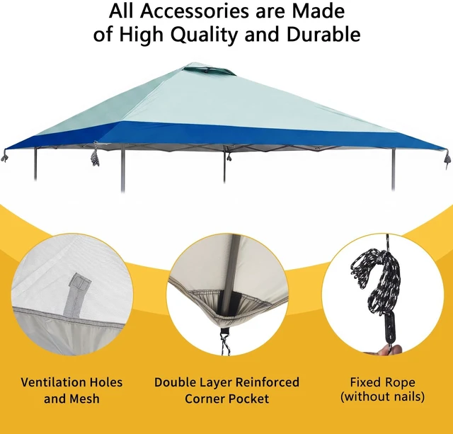 Alt view image 3 of 6 - 13x13 Canopy Replacement Top with Air Vent Fit for Coleman Oasis 1606532 2156426 2156428, 300D Oxford Waterproof Silver Coated Pop Up Canopy Tent Cover for Outdoor (Replacement Top Only)