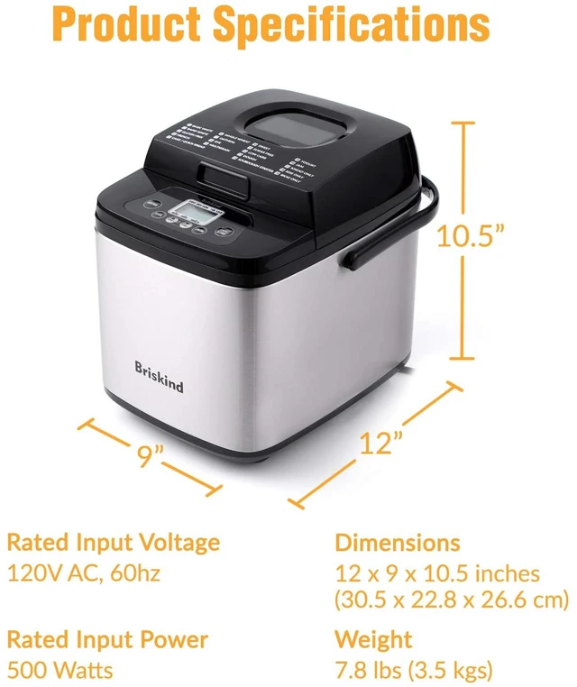 Alt view image 6 of 7 - 1.5 lb Compact Bread Maker Machine with Carrying Handle, 19-in-1 | Small Breadmaker for 2-3 People, Gluten Free, Dough, Jam & Yogurt Menus, Delay Timer, Keep Warm, 1.5lb & 1lb Loaf, Low Noise