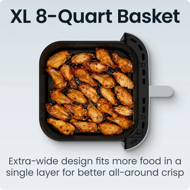 Alt view image 6 of 7 - Crispinator Air Fryer 7-in-1 with 8 Qt Capacity, 450°F Max Temp & TurboFry Pro Technology for Fast, Even Results, Bake, Broil, Dehydrate, Viewing Window, Nonstick Ceramic-Coated Basket