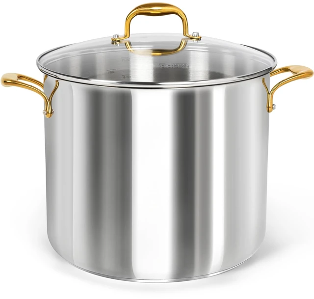 Main image of Stainless Steel Stock Pot - 20 Quart Soup Pot with Lid & Ergonomic Handle, Extra-Large Pots for Cooking, Suitable for All Stoves