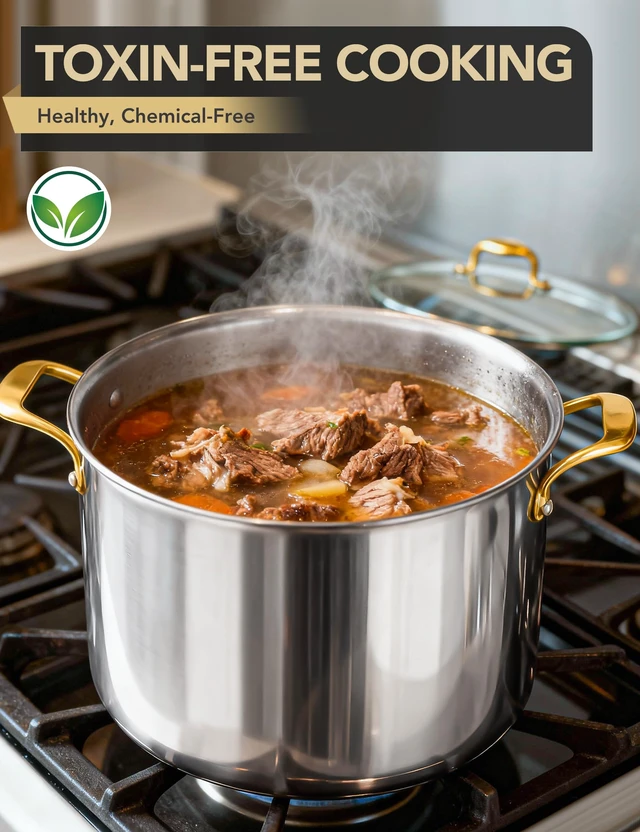 Alt view image 3 of 7 - Stainless Steel Stock Pot - 20 Quart Soup Pot with Lid & Ergonomic Handle, Extra-Large Pots for Cooking, Suitable for All Stoves