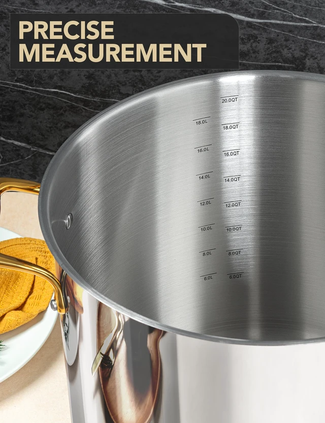 Alt view image 4 of 7 - Stainless Steel Stock Pot - 20 Quart Soup Pot with Lid & Ergonomic Handle, Extra-Large Pots for Cooking, Suitable for All Stoves
