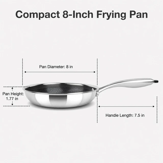 Alt view image 3 of 7 - 8 Inch Non Stick Frying Pans, Healthy Hybrid Ceramic Frying Pans | PFOA Free, Dishwasher & Oven-Safe Non Stick Skillets, Stainless Steel Frying Pan for Gas, Electric, and Induction