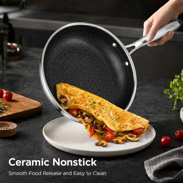 Alt view image 5 of 7 - 8 Inch Non Stick Frying Pans, Healthy Hybrid Ceramic Frying Pans | PFOA Free, Dishwasher & Oven-Safe Non Stick Skillets, Stainless Steel Frying Pan for Gas, Electric, and Induction