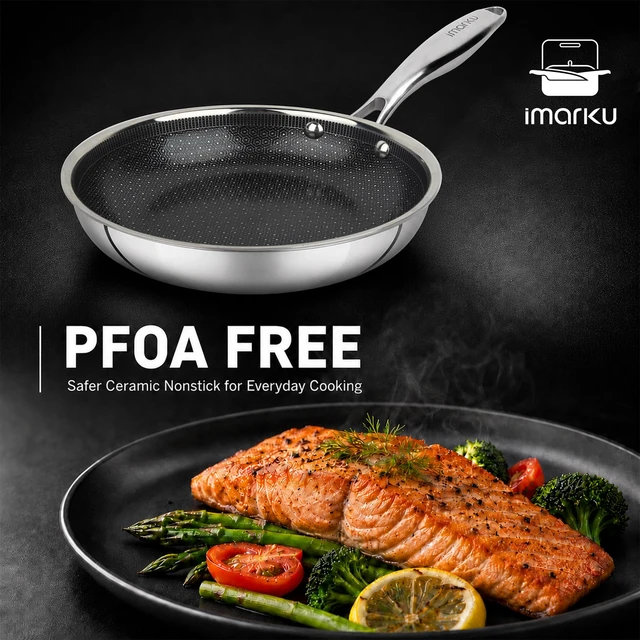 Alt view image 6 of 7 - 8 Inch Non Stick Frying Pans, Healthy Hybrid Ceramic Frying Pans | PFOA Free, Dishwasher & Oven-Safe Non Stick Skillets, Stainless Steel Frying Pan for Gas, Electric, and Induction