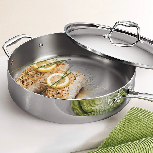 Alt view image 3 of 5 - Signature Tri-Ply Clad Stainless Steel 6-Quart Saute Pan | Induction-Ready Cooking Pan, Dishwasher-Safe, NSF-Certified, Made in Brazil