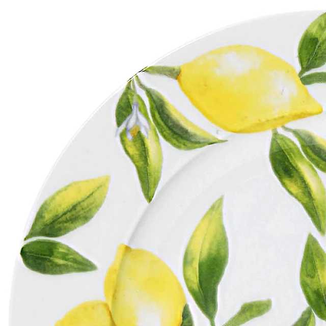 Alt view image 3 of 7 - Lemons 16-Piece Bone China Dinnerware Set, Service for 4, Includes Dinner Plates, Salad Plates, Cereal Bowls and Mugs, Dishwasher and Microwave Safe
