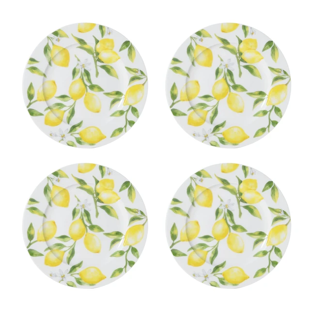 Alt view image 7 of 7 - Lemons 16-Piece Bone China Dinnerware Set, Service for 4, Includes Dinner Plates, Salad Plates, Cereal Bowls and Mugs, Dishwasher and Microwave Safe